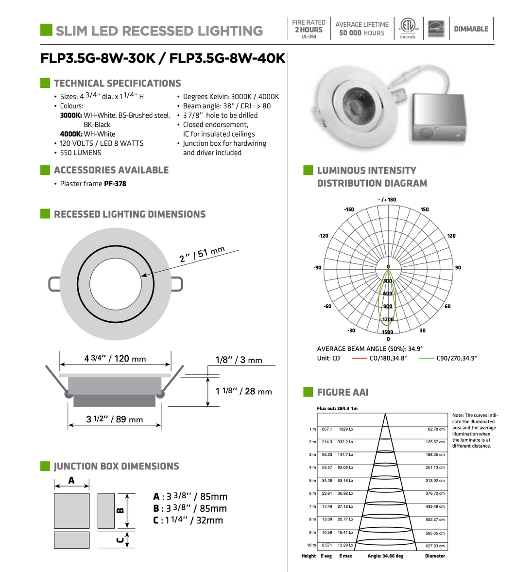 Super slim LED recessed light Lumifaro FLP3.5G