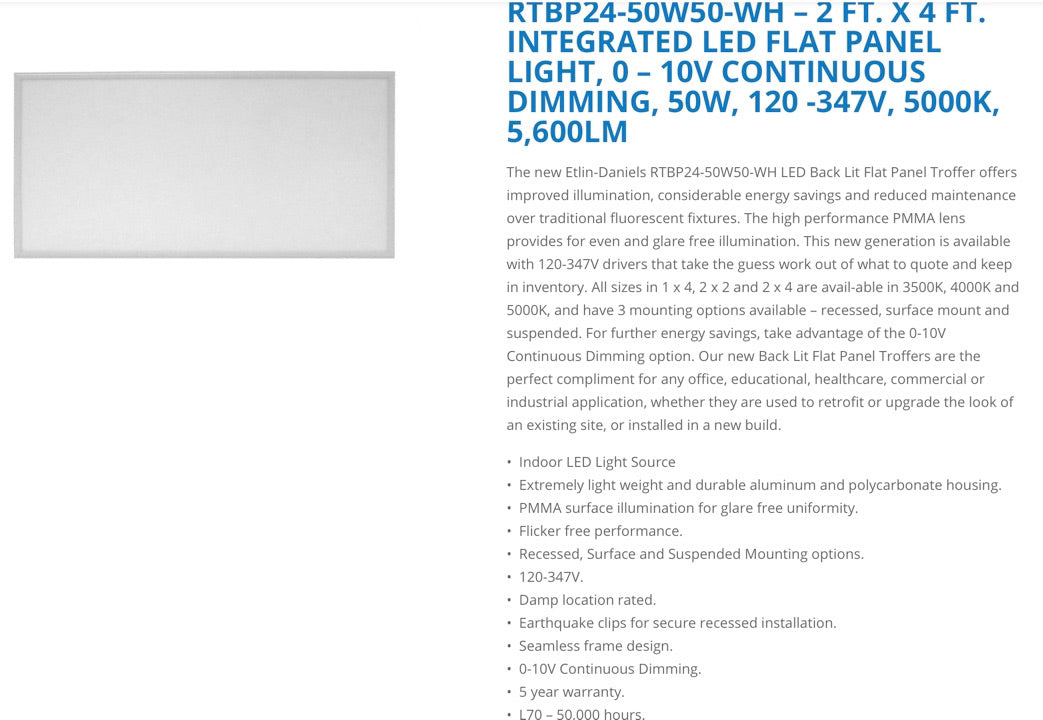 Integrated led flat panel light 2X4